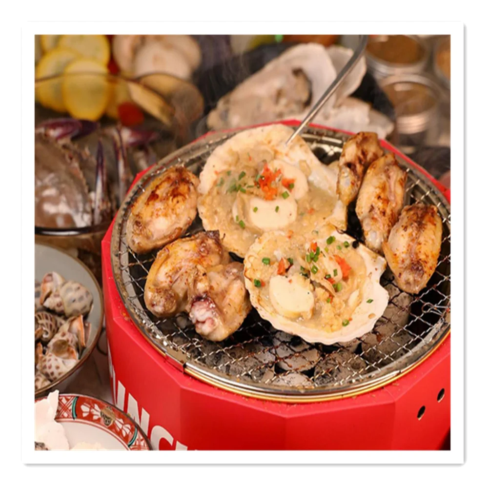 Griglia Per Barbecue Usa E Getta Rotonda Per Interni All'Aperto Picnic Carbone Portatile Griglia Coreana Griglia Per Barbecue Usa E Getta Versione Bar