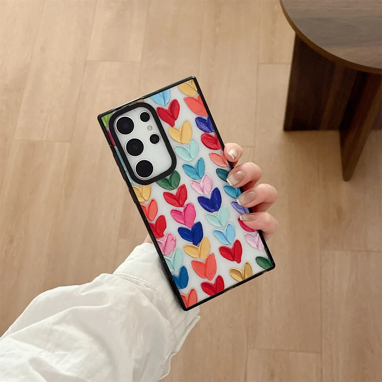 Cake Acrylic Black Border Case for Samsung Galaxy S22 S23 S24 Ultra S22+ S23+ S24 Plus Cover Protective Case