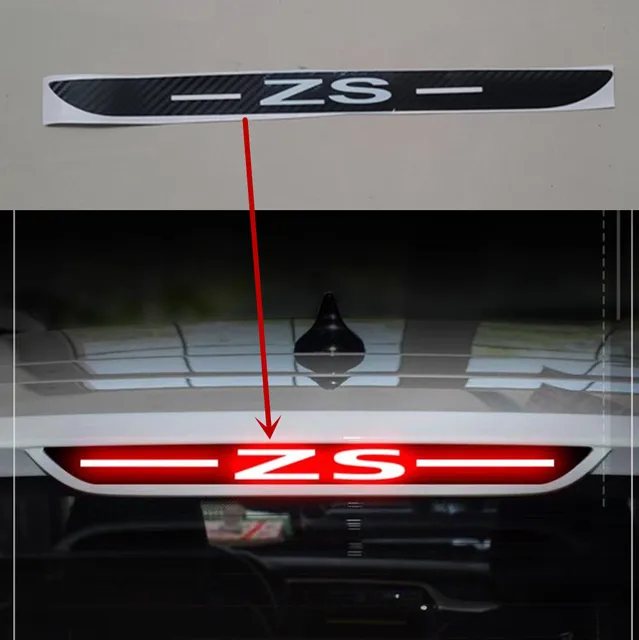 1PC Carbon Fiber Logo Sticker Brake Light Sticker High Luminous Brake Decorative Cover Car Stickers For MG ZS 2017-2022