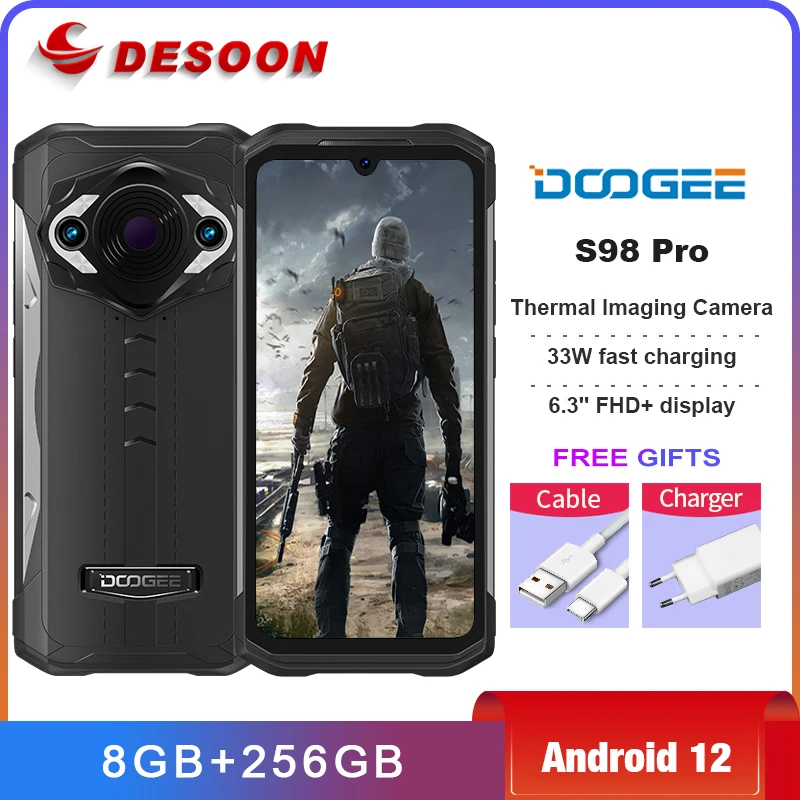 Doogee S98 Pro Octa-core Android 12 FHD+ NFC OTG fingerprint scanner  barometer 48MP camera 20MP Nignt Vision Thermal Imaging Dual SIM IP68/IP69K  & MIL-STD-810H