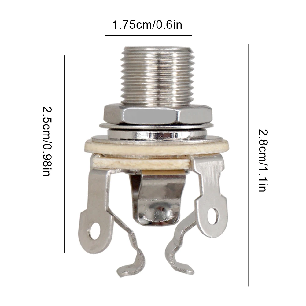 2Pcs 1/4 Inch 6.35Mm Guitar Pickup Output Jack Metal Guitar Stereo Socket Parts Mono Jack Socket for Electric Bass