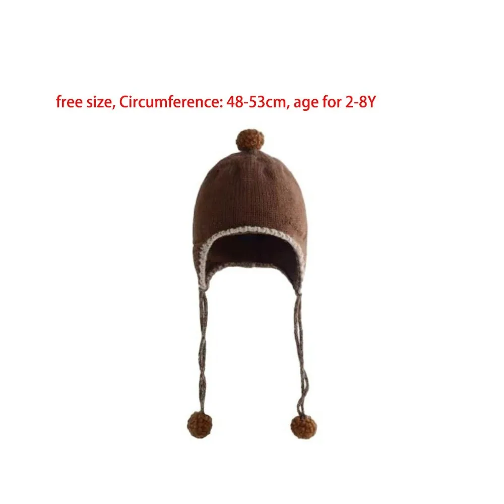 Polyester Fiber Kids Ear Protection Beanie Hat for Cold Weather