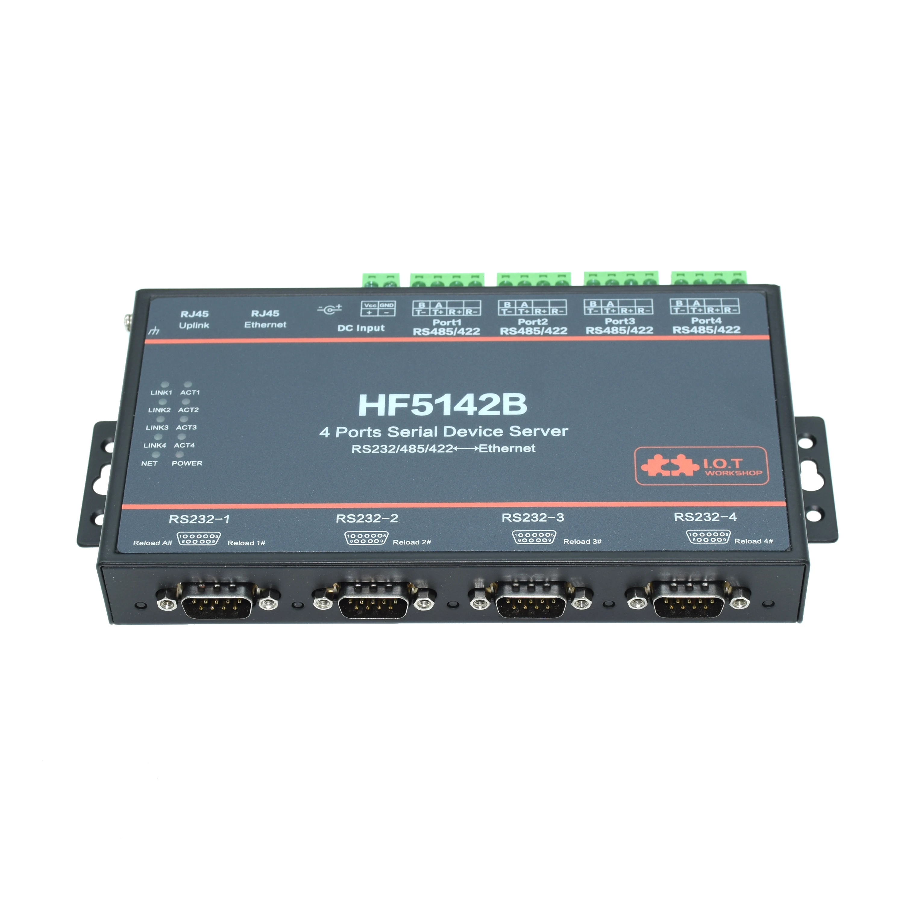 4 시리얼 포트 RS232 RS422 RS485 이더넷 서버 컨버터 IoT 장치 HF5142B 모드버스 지원