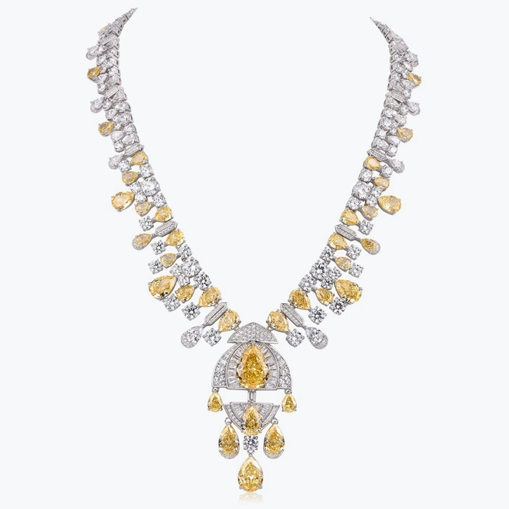 wong rain luxury 100% 925 sterling silver sparkling citrine high carbon diamond gemstone pendant necklace fine jewelry gifts Wong Rain Luxury 100% 925 Sterling Silver Sparkling Citrine High Carbon Diamond Gemstone Pendant Necklace Fine Jewelry Gifts 2