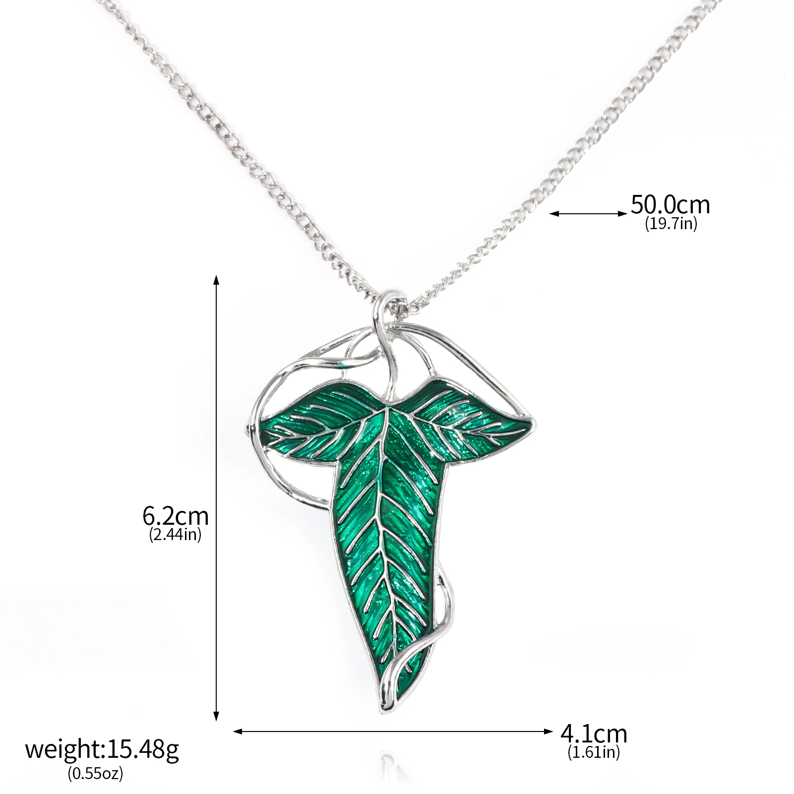 Hobbit Green Leaf Necklace The Lord Of The Rings Vintage Elf Green Leaf Pendant Cosplay Props Metals Pendant Women Jewelry