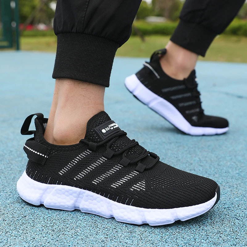 Men Soft Soled Running Shoes  Lightweight Mesh Knitted Walking Shoes Breathable Tenis Masculino Summer Direct Sales Sneakers Men