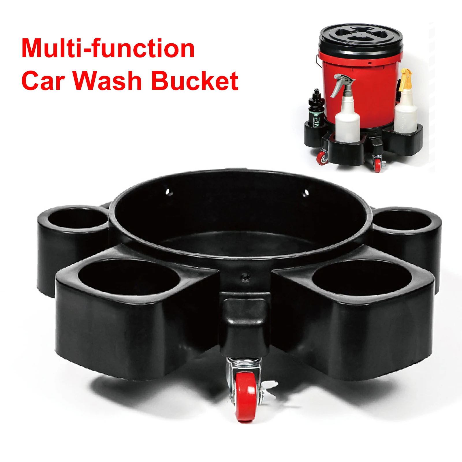 Car Wash Bucket Organizer Muti-fuctional Removable Rolling Bucket Dolly  With Bottle Holder Bucket Base Car Wash Cleaning Parts - AliExpress