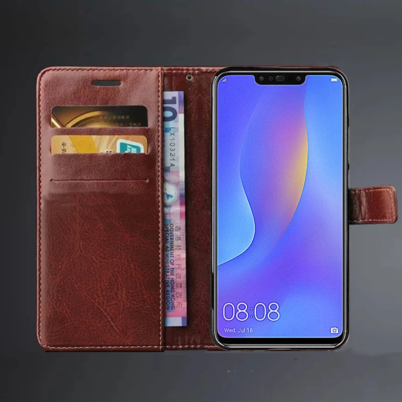 Premium PU Leather Flip Wallet Case for Huawei Nova 3i - Retro Business Card Holder Phone Cover