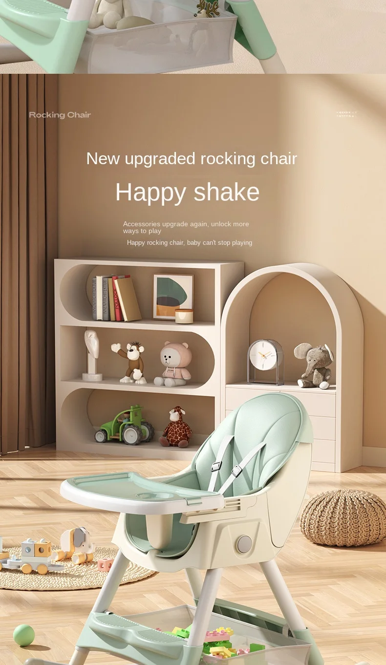 Chaise haute transat bébé avec balancelle et roulette évolutive - Kidilo