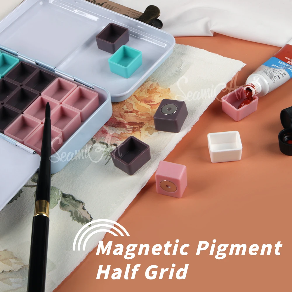 Art 50pcs demi-casseroles magnétiques quatre couleurs pour Tube d'aquarelle Palette outils de peinture fournitures d'art