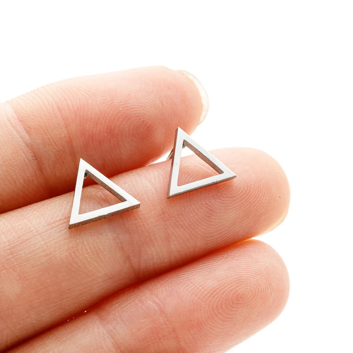 Pair Stainless Steel Stud Earrings for Women Dainty Triangle