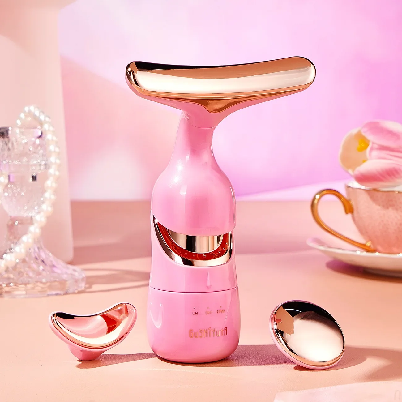 NEW 3 in 1 Face Massager Neck Facial Eye Massage Introducer Microcurrent Skin Rejuvenation Anti Aging Beauty Device