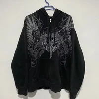 American Y2K New Fashion Trend Fleece Padded Zipper Hoodie Women Street Hip Hop Joker Loose Sweatshirt Couple Casual Punk Hoodie 1
