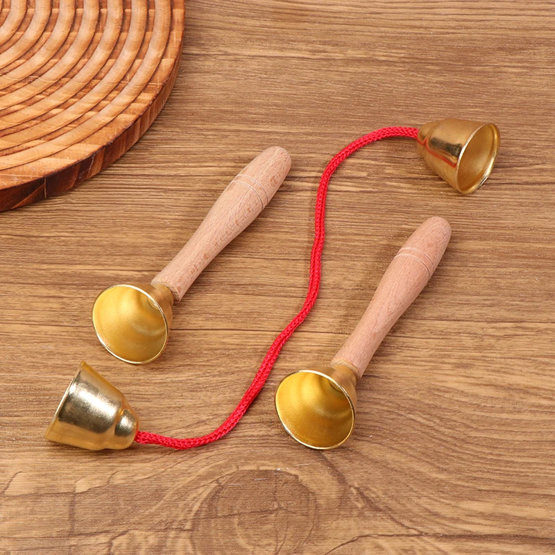 1Pair Children Musical Instrument Toy Bells With Strings/Handles Montessori Orff Instrument Kindergarten Music Play Learning Toy