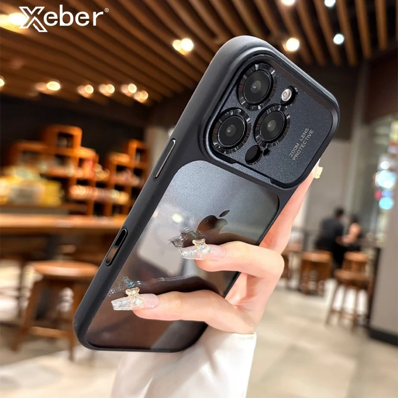 Matte Bumper Transparent Phone Case with Lens Protection and Shockproof Clear Back Cover