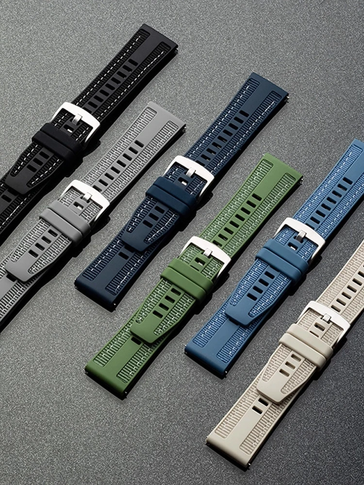 Versatile Nylon + Silicone Watch Strap - 18mm/22mm Bracelet