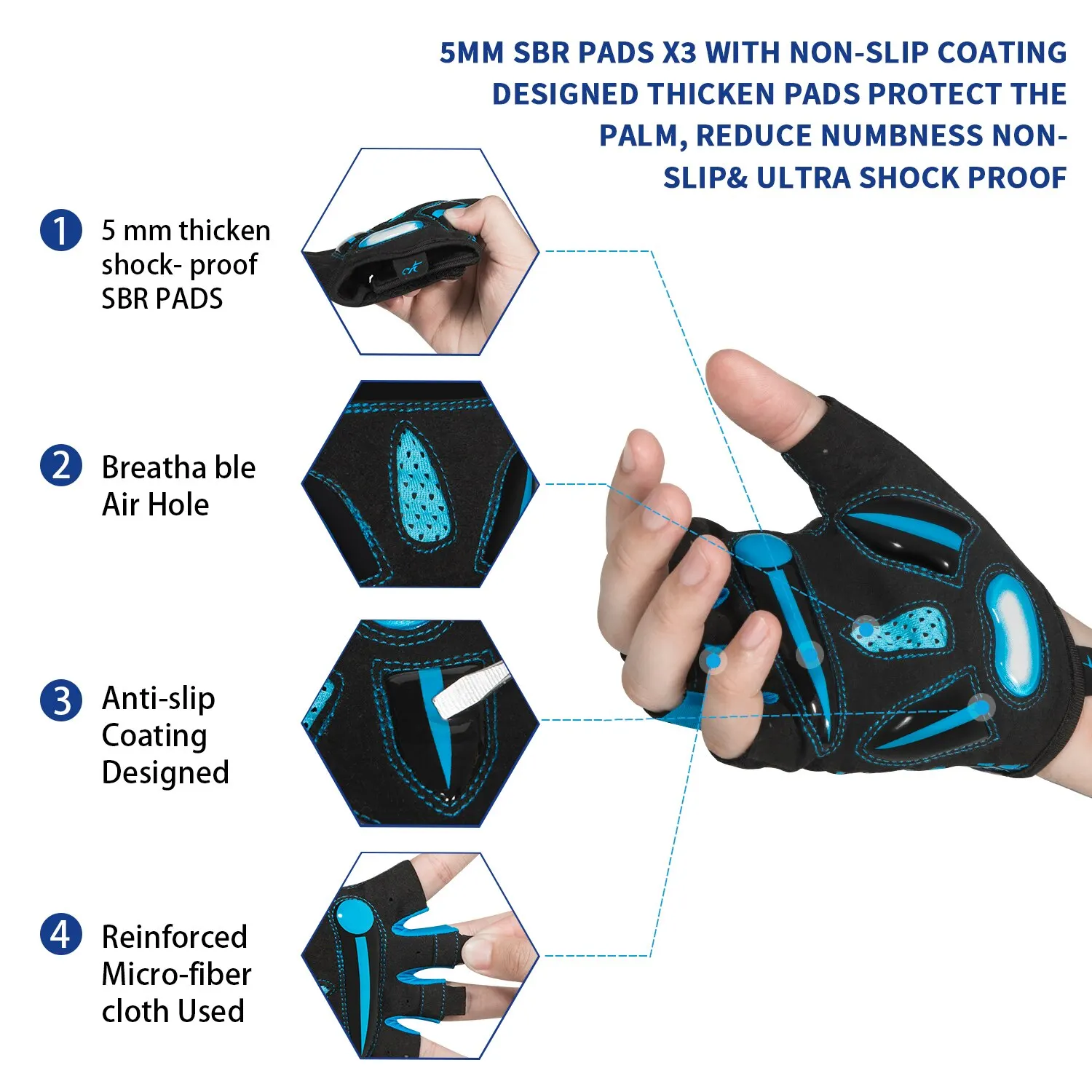 MOREOK Cycling Gloves,Breathable Bicycle Gloves,5MM Gel Pads Non-Slip Mountain Bike Gloves MTB Road Biking Gloves for Men Women 2