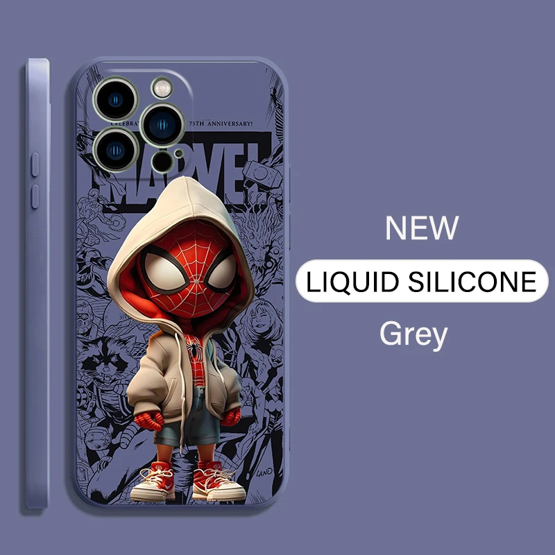 thumbnail image 1 of Marvel Spiderman Comics para iPhone 15 14 13 12 11 Pro Max 13 12 Mini 6 6S 7 8 Plus funda de teléfono cubierta de silicona líquida suave, 1 of 5