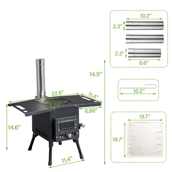 Wood Camping Stove Black 57.5*31*37cm 5