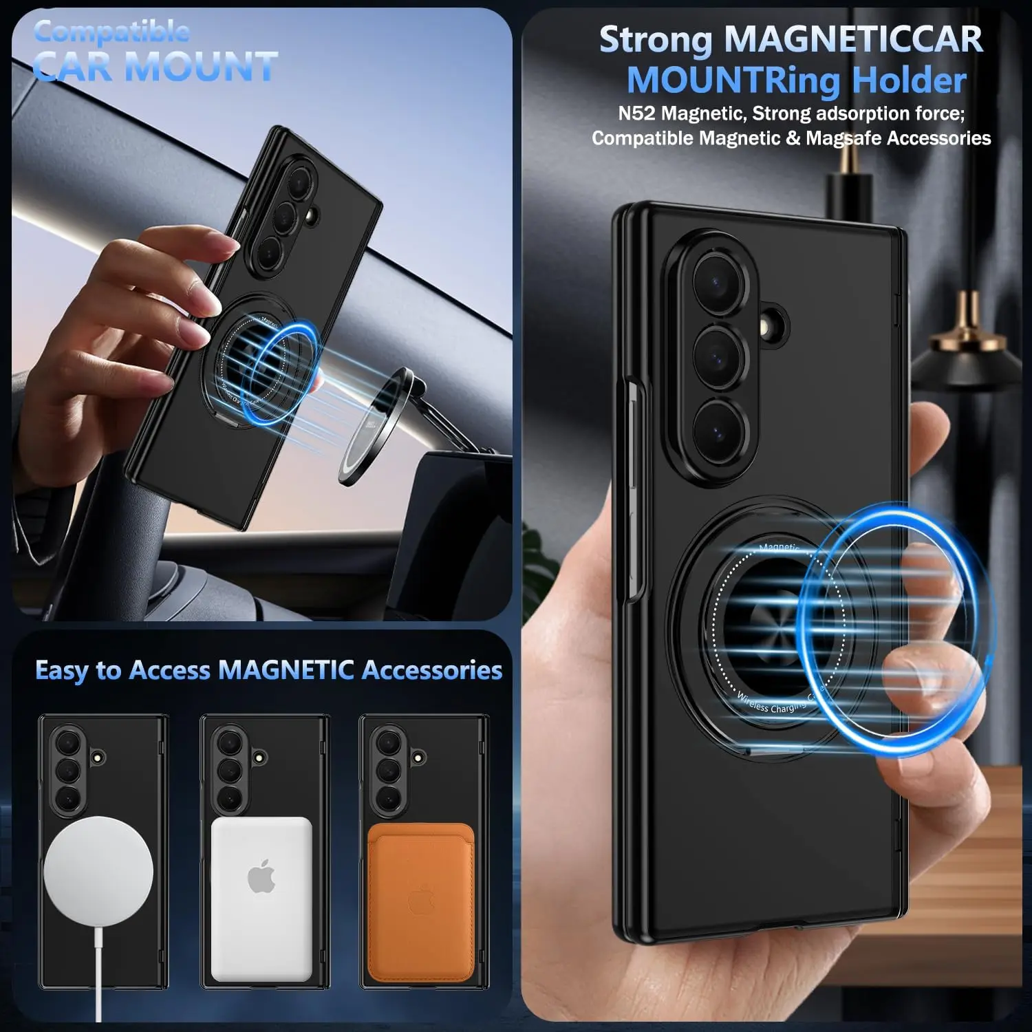 Full-Body Protective Case with Built-in Screen Protector & Rotating Magnetic Kickstand