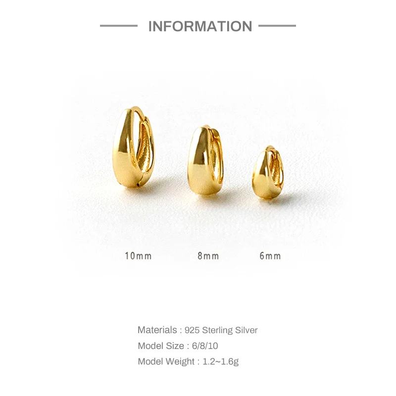 Boako Gold hoop earring S925 sterling silver glossy geometric jewelry ins wind small wide-faced heavy earring for women hoop earrings,silver earrings,silver hoop earrings