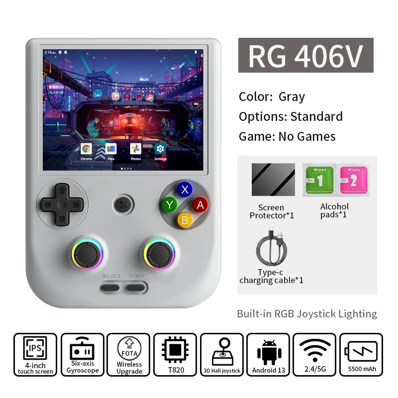 ANBERNIC RG 406V 携帯ゲーム機 4インチIPSマルチタッチ