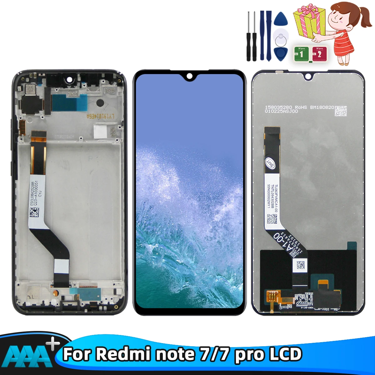 Kit Schermo LCD Per Xiaomi Redmi Note 8 Con Touch Digitizer E Vetro Temperato – Nero, Include Utensili Di Riparazione
