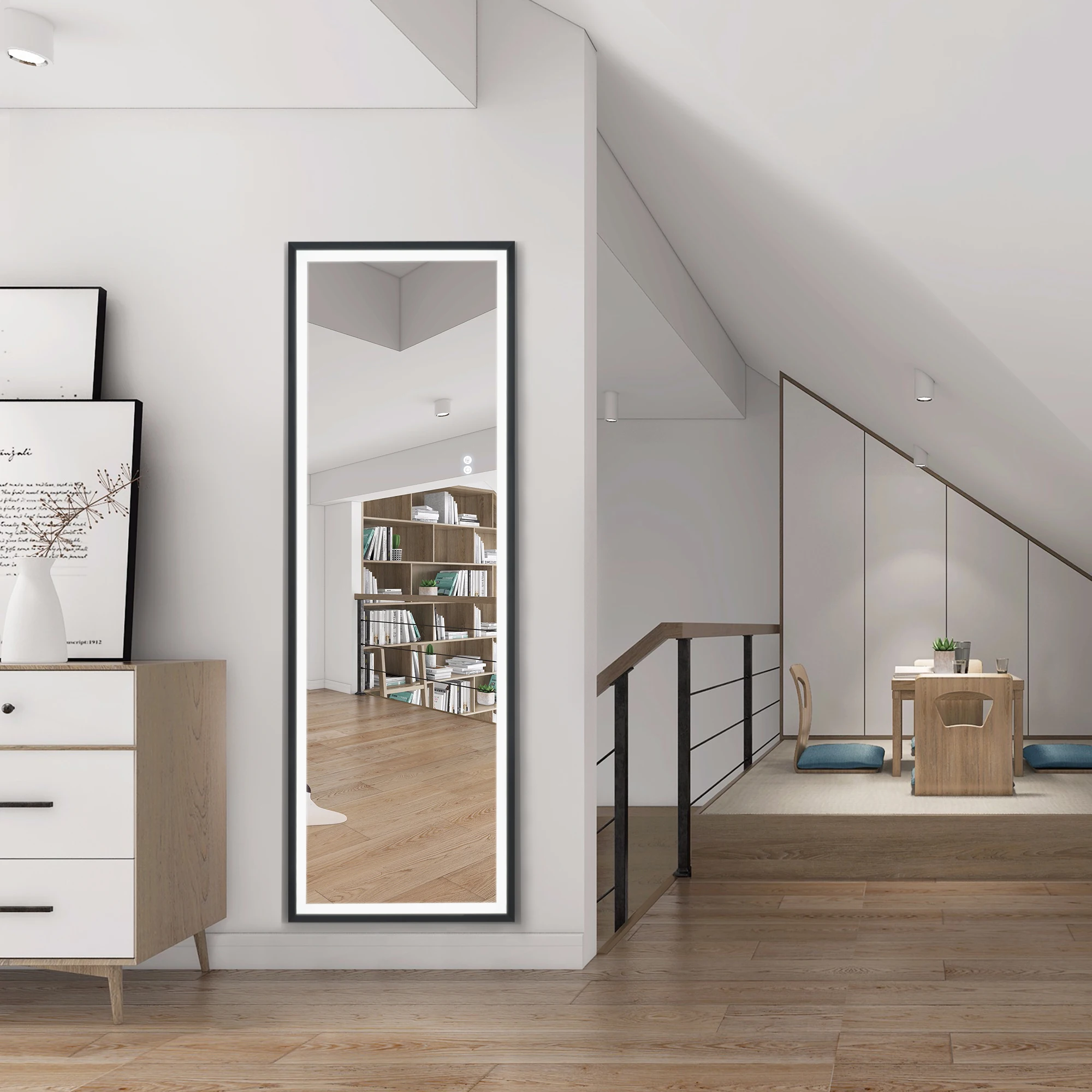 LED Full Length Mirror Wall Mounted  Floor Mirror Dressing Mirror Make Up Mirror Bathroom/Bedroom/Living Room Touch Switch