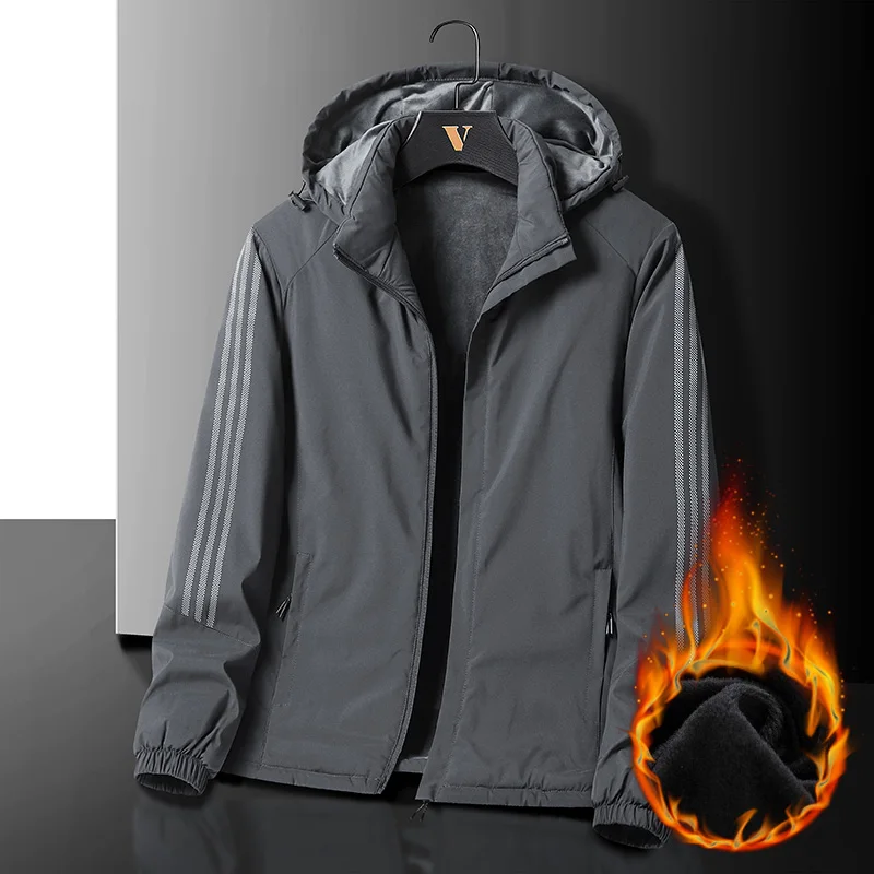 Winterjacken Herrenmäntel Warm Flanell Plus Größe 6XL 7XL 8XL Übergröße 2025, Herbst Fleece Schwarz Wasserdicht Windschutz mit Kapuze Lose – Detail 11
