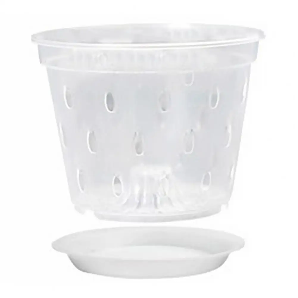 Flowerpots Garden Supplies Transparent Orchid Pots with Side Holes Trays Reusable Plastic Planters for Flowers Wide Application