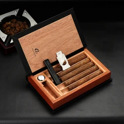 GALINER Cedar Humidor Cigar Case Leather Book Style Travel Cigar Humidor Box W/Hygrometer Humidiifer Cutter Cigar Accessories