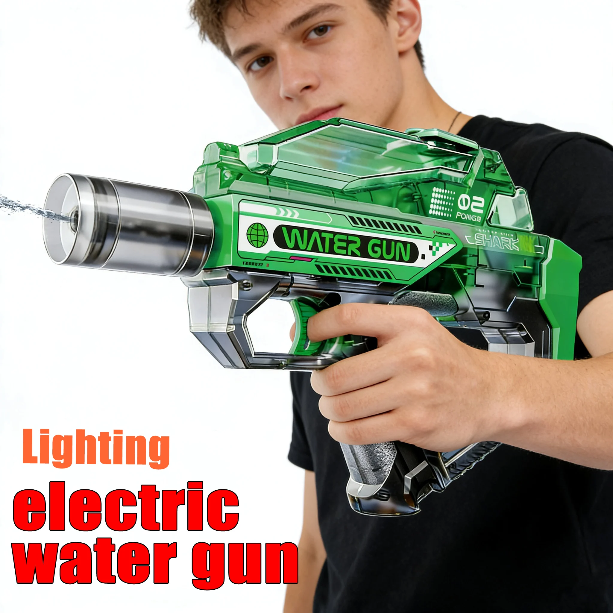 Pistolet à eau électrique pour enfants avec lumières et sons, tir continu automatique, jouet idéal pour la plage, la piscine et les activités de plein air._voghion.com