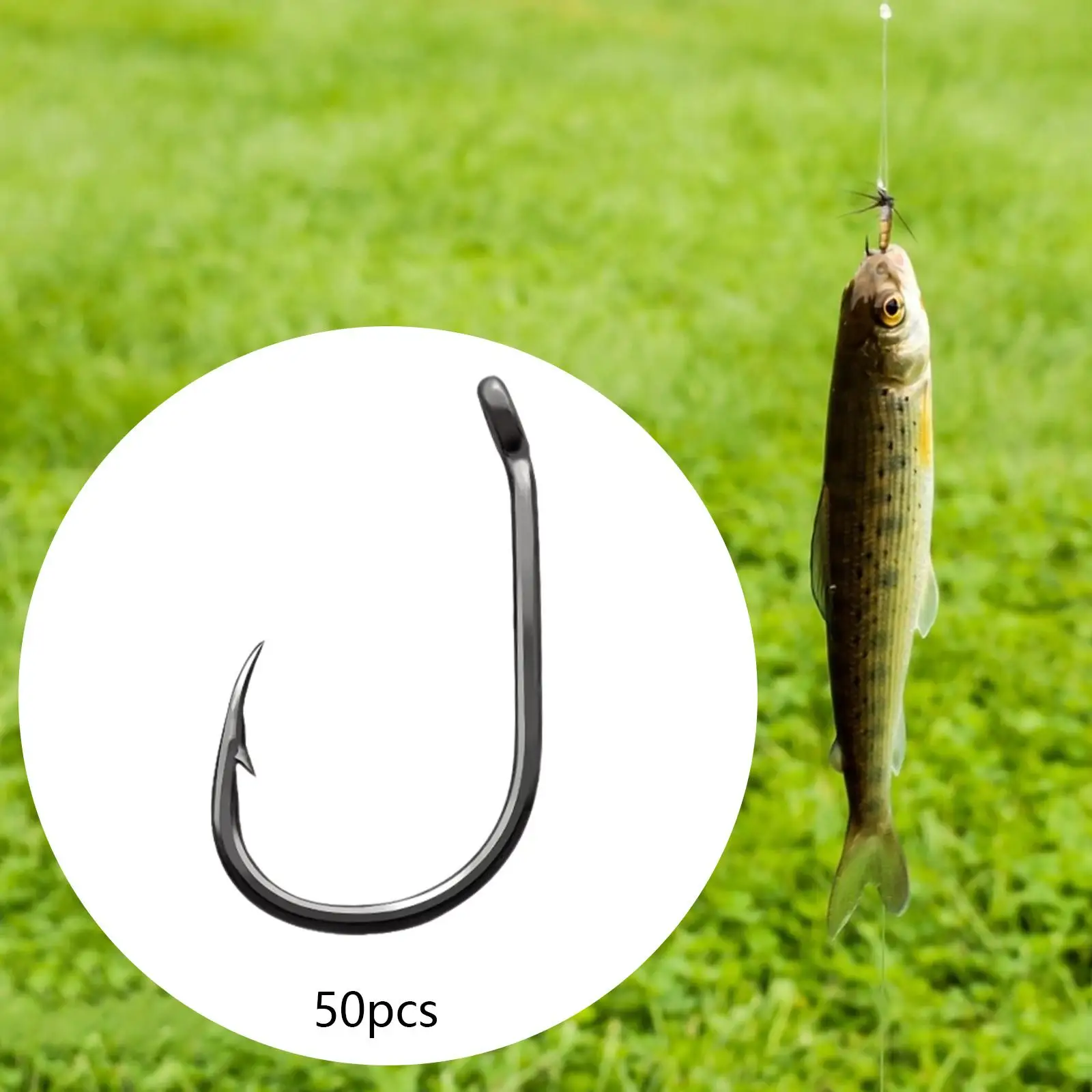 50Pcs Barb Curved Fly Fishing Hooks Fish Hooks Gear High Carbon Steel Lightweight for Tying Flies for Outdoor Sports Freshwater