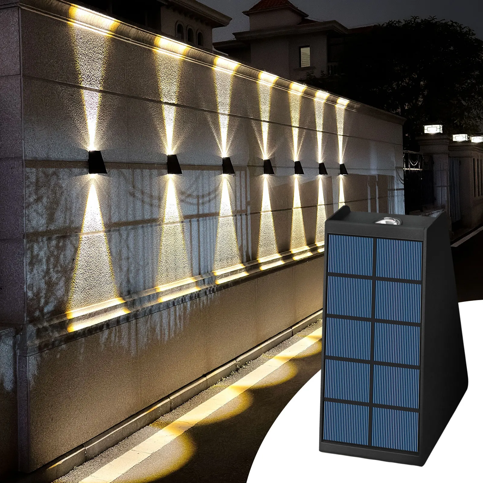 

Solar Lights Outdoor Up And Down Lighting Aluminum Garden Buildings Decoration Wall Light Waterproof External Wall Washer
