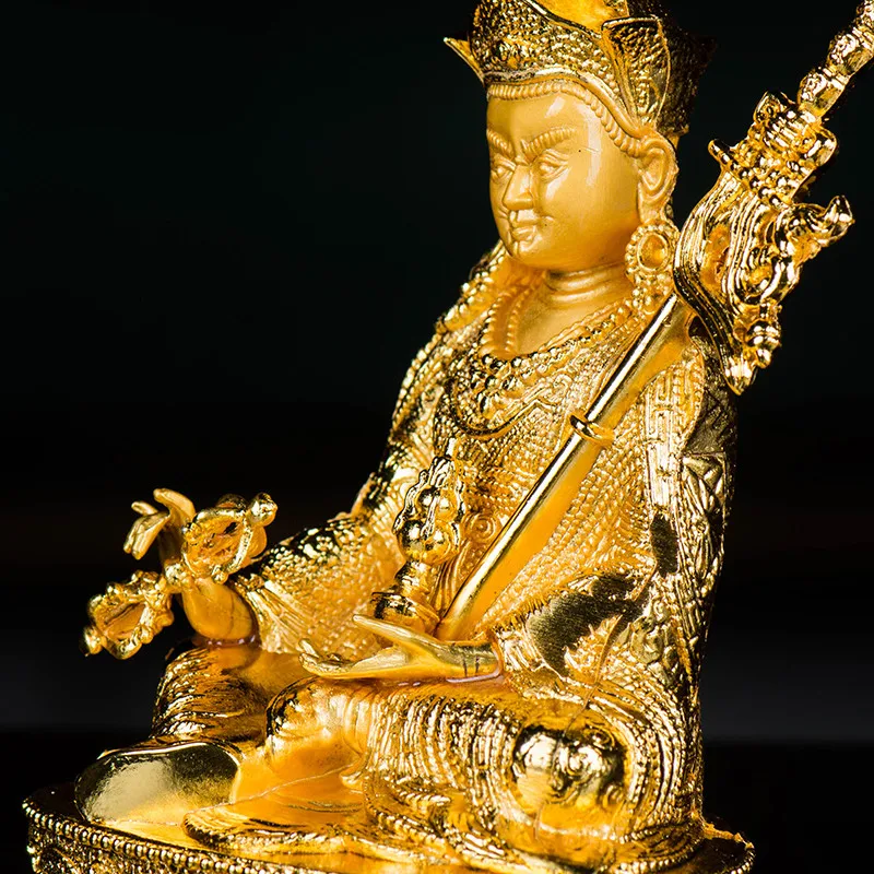 Gold Alloy Zinc 15cm Tranic Buddhist Suppliers Plated Efficacious Bodhisattva Padmasambhava Lotus Putting Home/Office Decoration 2