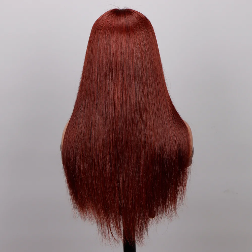 Reddish Brown Straight Lace Front Human Hair Wigs 13x4 13x6 Hd Frontal Wig Pre Plucked Dark Red Brown 4x4 Closure Glueless Wig