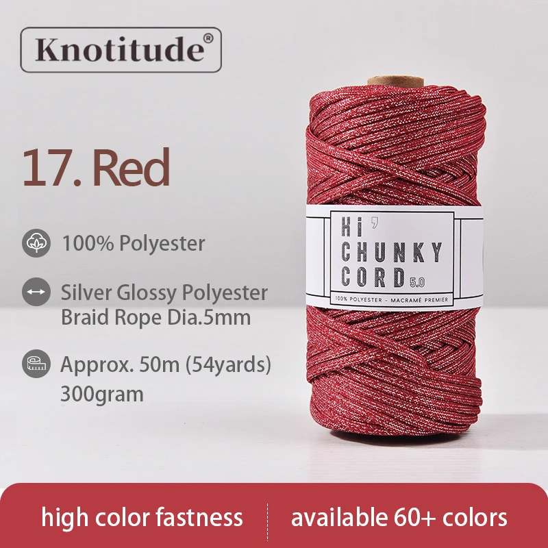 Silver Shimmer Macrame Rope - 5mm, 50m Spool, Glittered Finish
