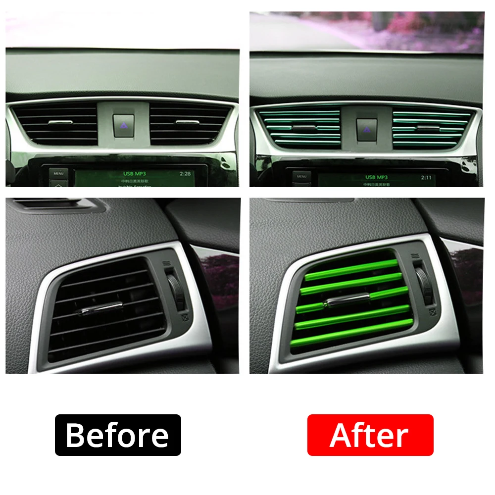 10 Stück Universal Auto Klimaanlage Steckdose dekorative U-Form Innen  leiste Zierleisten Dekor Styling Zubehör dekorieren - AliExpress