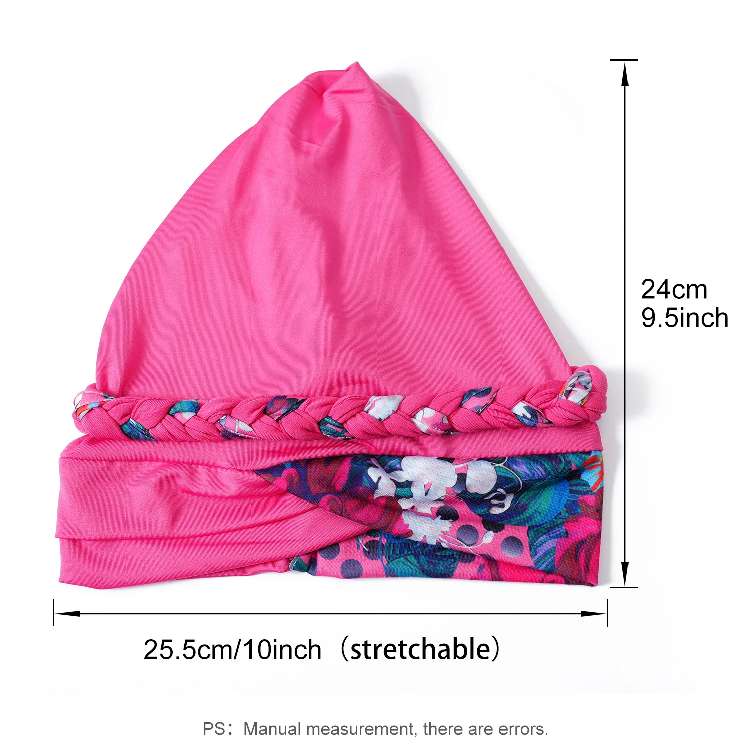 Boho Women Print Muslim Turban Scarf Braid Hijabs Cross Forehead Floral Headwear  Arab Wrap Head Scarf Hair Accessories Hat 3