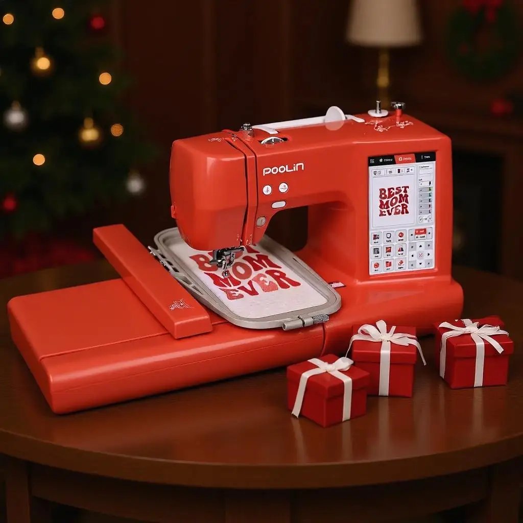 מכונת רקמה מחשב POOLIN EOC05-RE כוללת חוטים ודמעות - מתנת חג המולד האידיאלית
