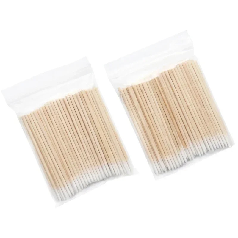 100-500Pcs Cotton Swabs Wood Clean Sticks Bud Tip Wooden Cotton Head Manicure Detail Corrector Nail Polish Remover Art Tool