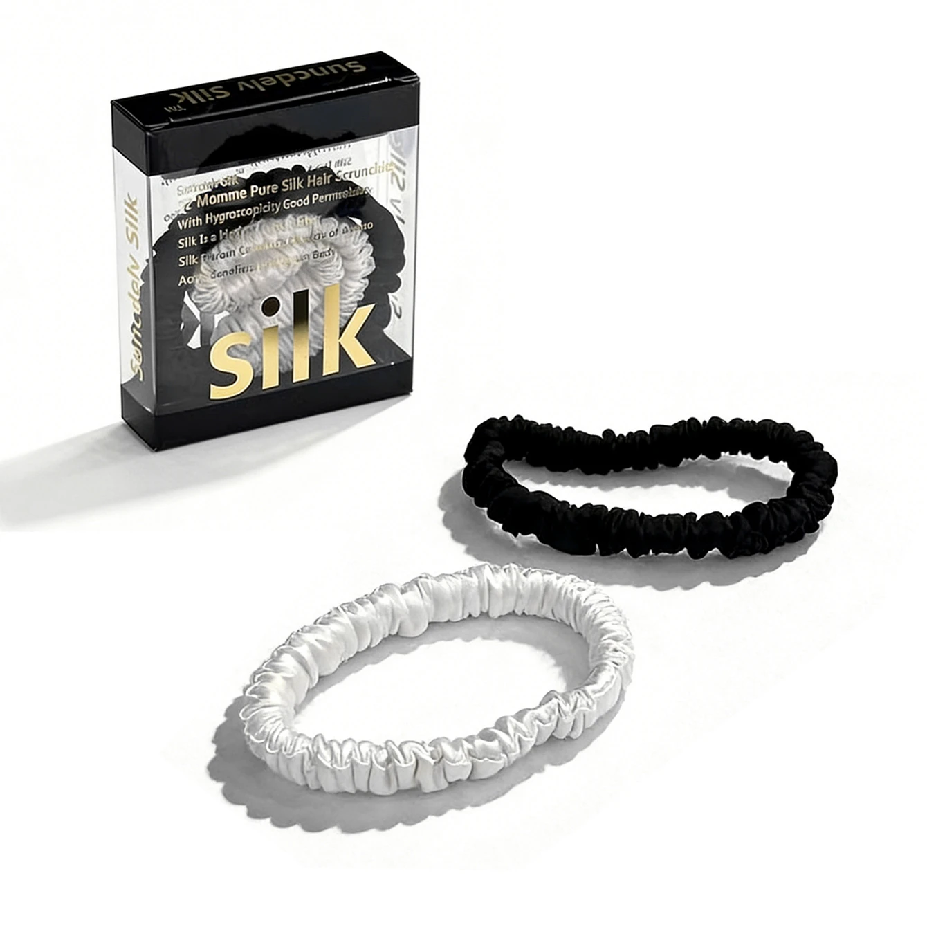 Luxurious Mulberry Silk Skinny Scrunchies Set – Anti-Crease, Gentle & Durable Hair Accessory