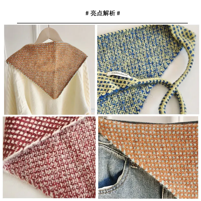 Korea-Stil Wolle 2025, dreieckiges Binder-Kopftuch, modisches Hot-Girl-Verbandkleid, Furz-Vorhang, Taillenschal, passender Kopfschmuck – Detail 2