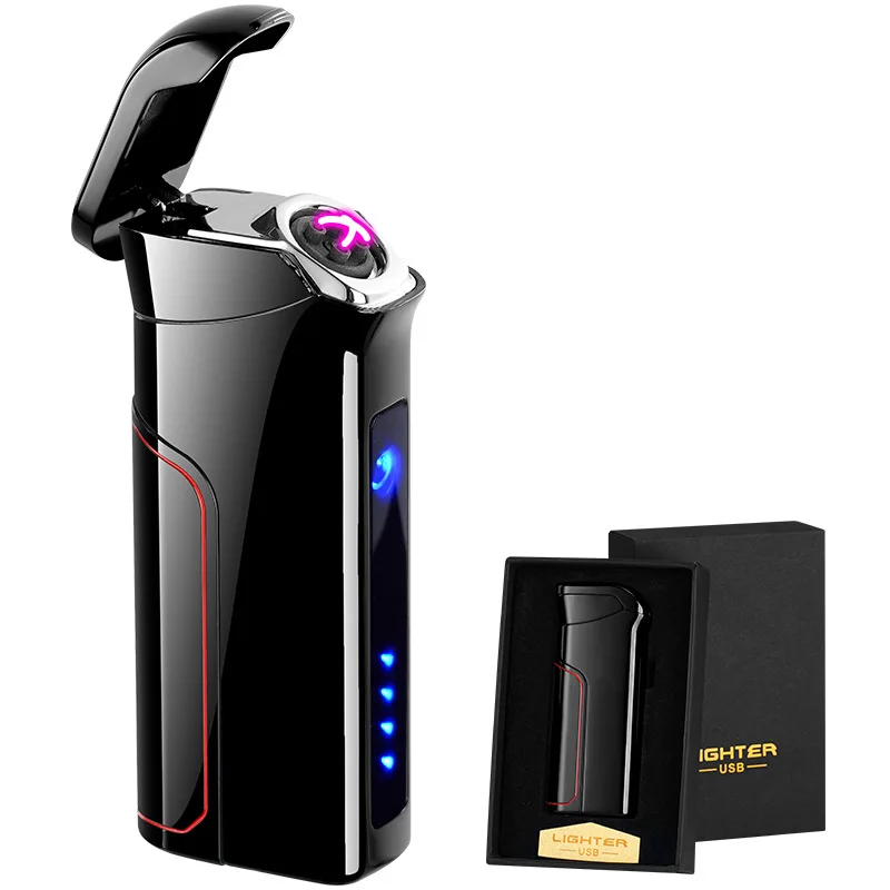 USB Cigar Lighter Replaceable Battery Cigar Pipe Lighter Windproof Double Fire Button Model Portable Outdoor Smoking