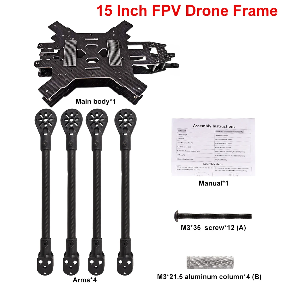 Cadre Drone FPV 15 pouces 580mm Fibre Carbone 3K Course Longue Portée