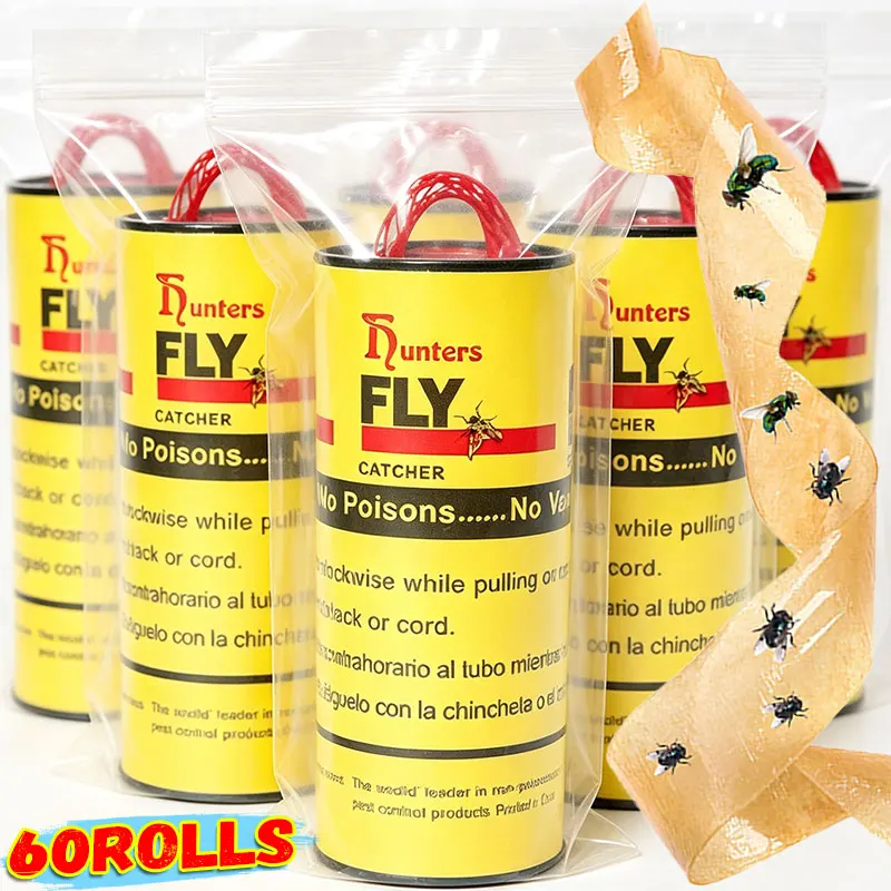Fly Paper Strips - Safe, Harmless, Powerful Glue for Effective Insect Trapping (4-Pack)