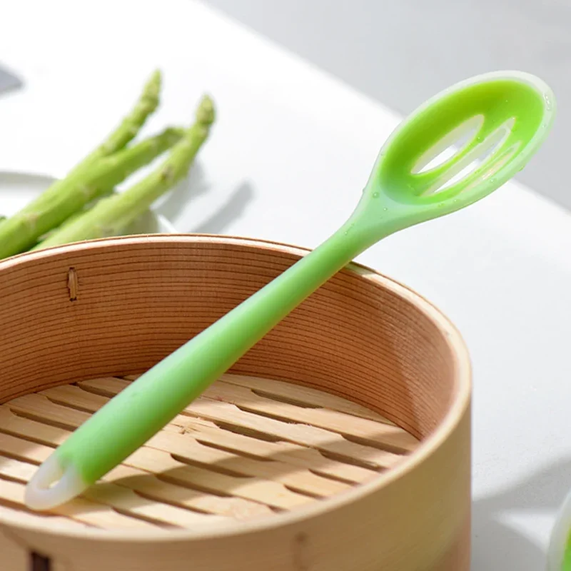 2 Cucchiai Forati In Silicone, Mestolo Skimmer Antiaderente Con Manico Ergonomico E Foro Per Appendere, Per Cucina