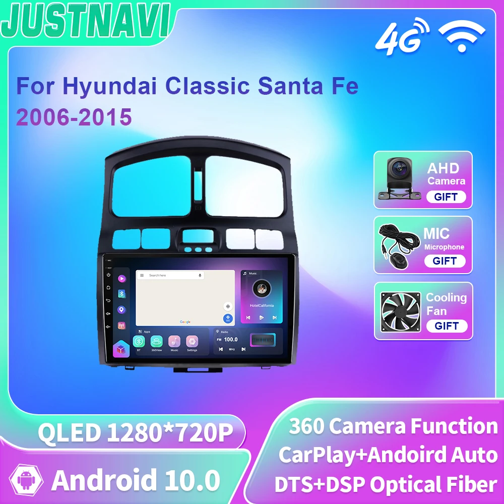 

Автомагнитола JUSTNAVI QLED, 2Din, Android, для Hyundai Classic Santa Fe 2000-2004, мультимедийный плеер, головное устройство для Carplay, GPS-навигация