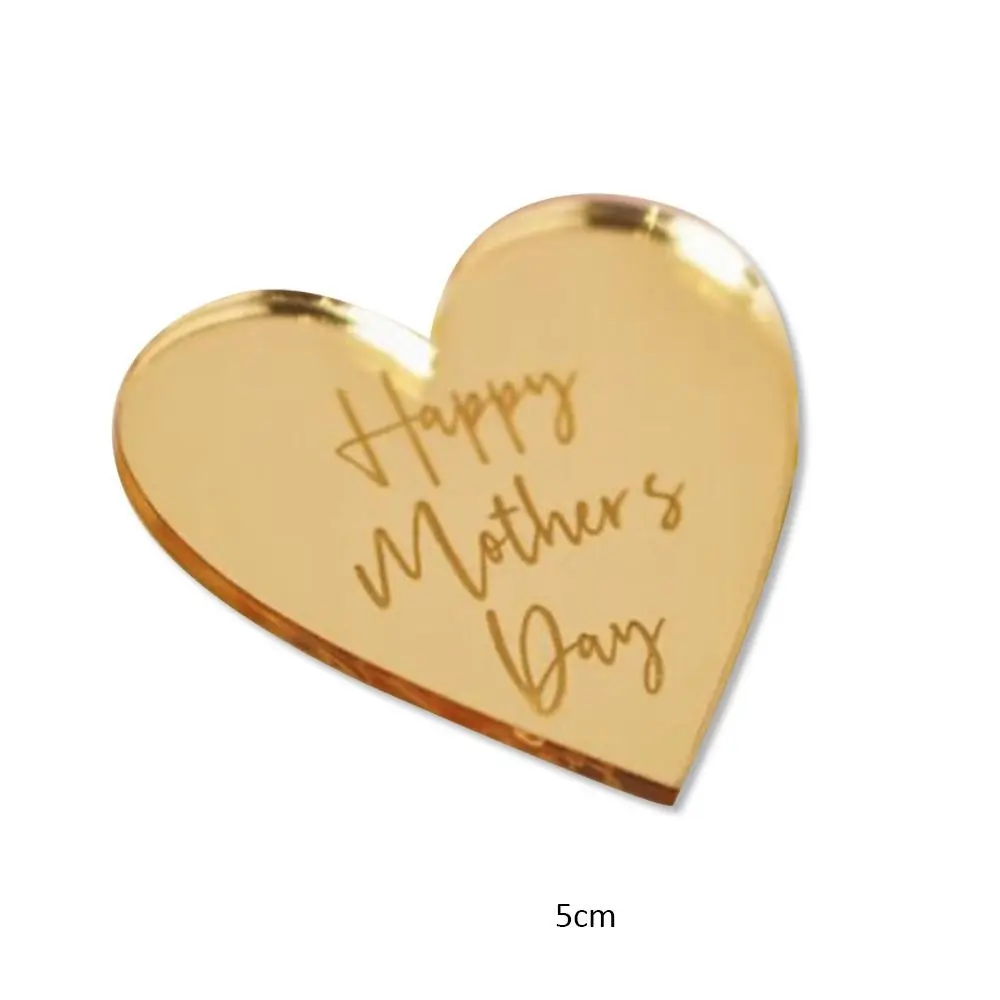 Gold Heart Happy Mothers Day Cupcake Discs Cake Label Gift Tags Mothers Day Cake Toppers Love Round Dessert Decorations