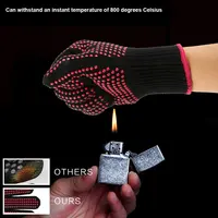 Nouveaux gants de Barbecue mitaines de four résistantes aux hautes températures 500 800 degrés gants de four à micro-ondes d'isolation thermique de Barbecue ignifuge 3